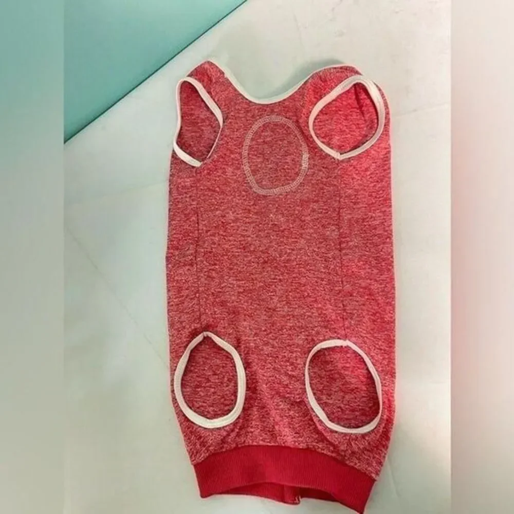 Tongchepe Red Heathered Pet Sweater Tank‎ with White Trim Size L cat Clothes
